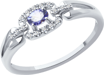 Кольцо из белого золота с бриллиантами и танзанитом