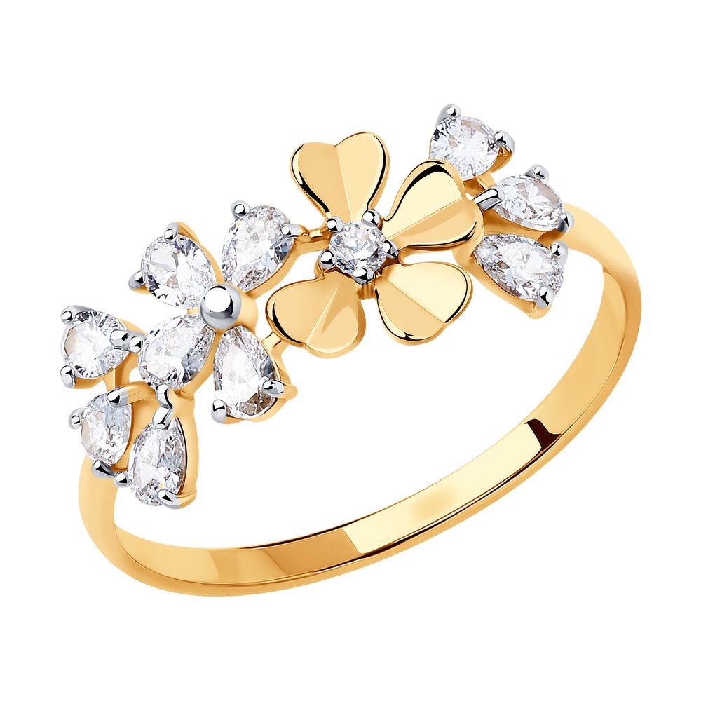 Кольцо из золота с фианитами Swarovski